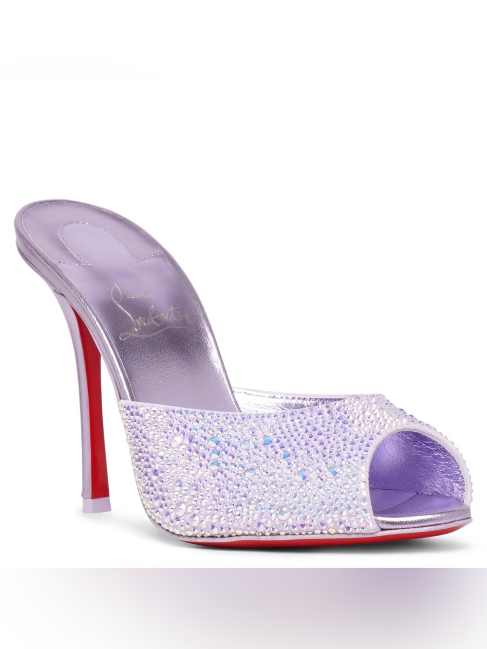 CHRISTIAN LOUBOUTIN Me Dolly 100 Strass Metallic Leather Mules